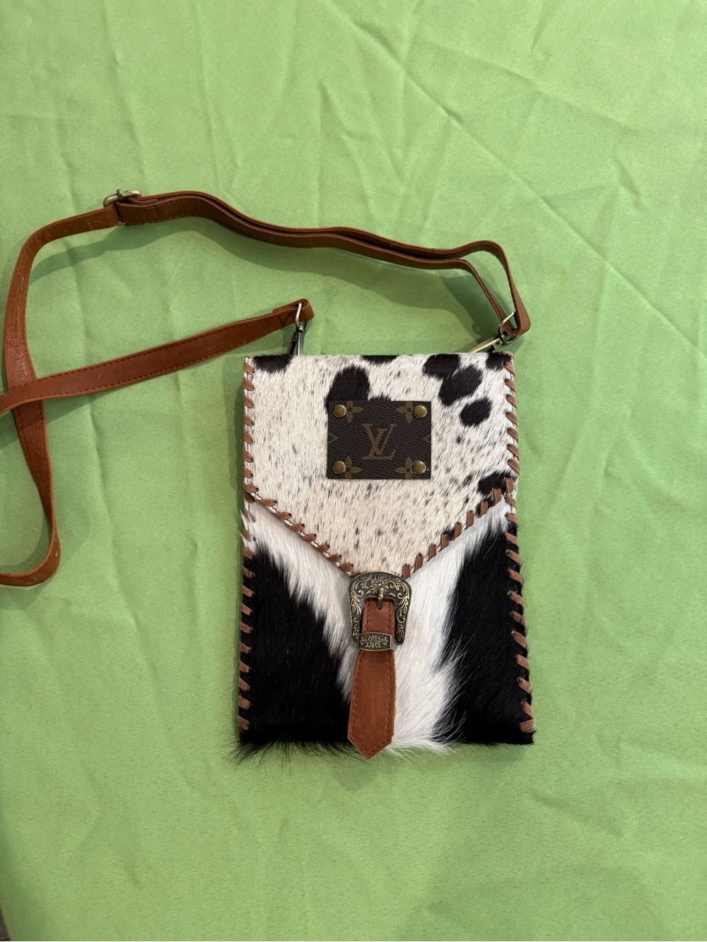 Louis Vuitton Black, White & Brown Cowhide Messenger Bag